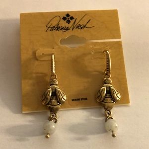 PATRICIA NASH BEE DROP EARRINGS WITH SEMI-PRECIOUS GENUINE STONE BEAD NWT!
